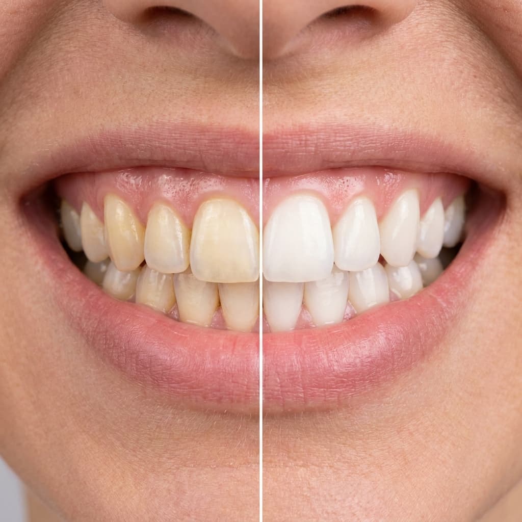 Brighter, whitened smile after professional whitening